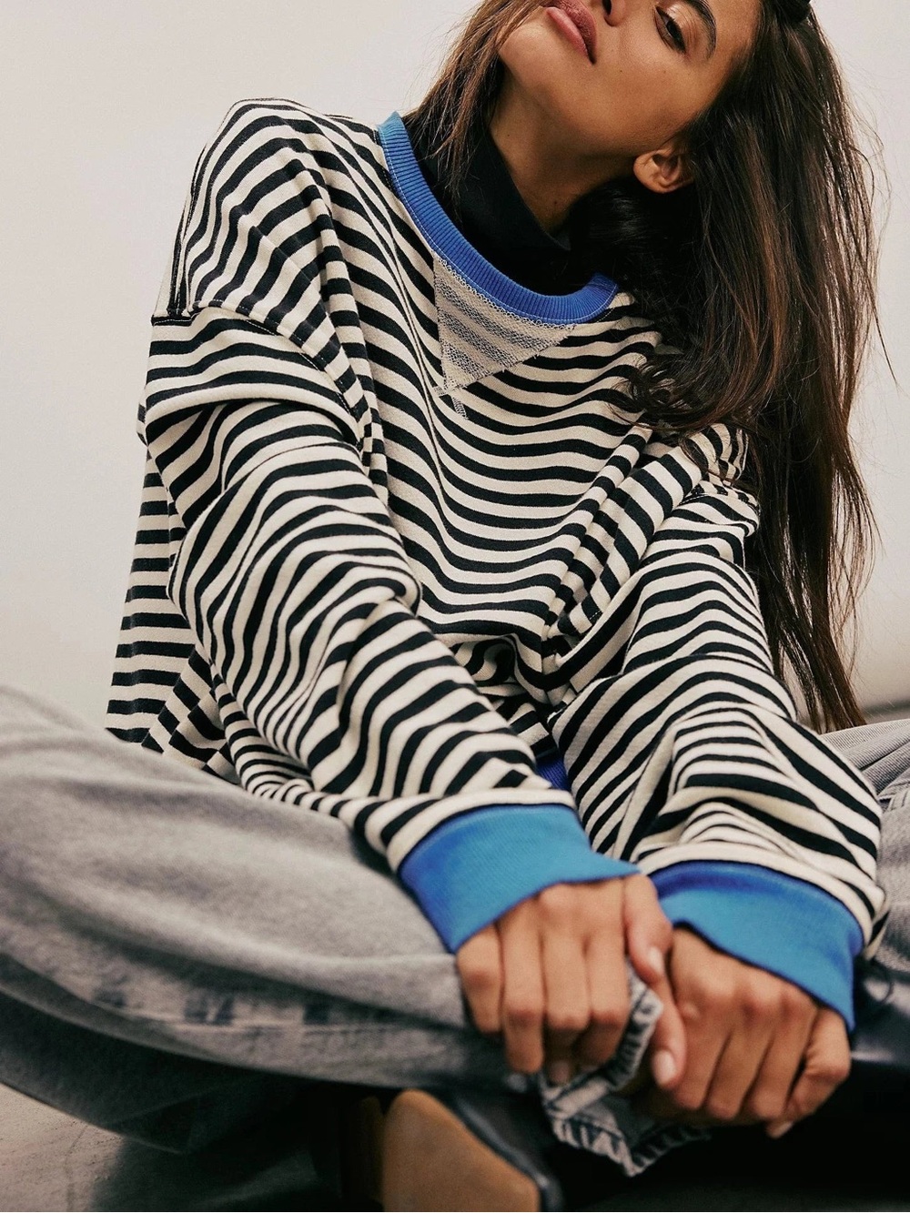 We The Free Classic Striped Oversized Crewneck Size small